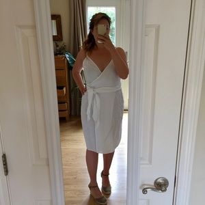 NWT Reformation White Linen Wrap Dress Large